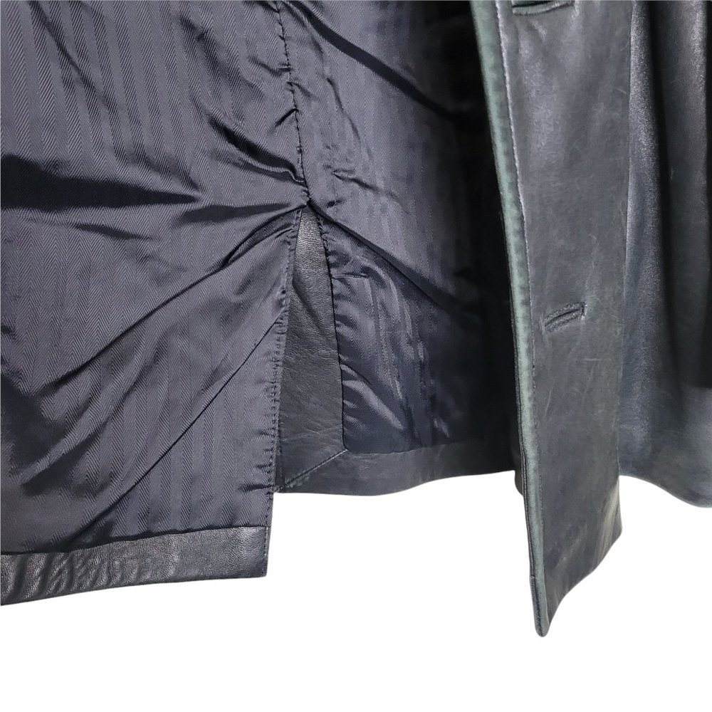 *SOLD* Brandini le collezioni Men's Black Leather Coat Size Large - Picture 2 of 11